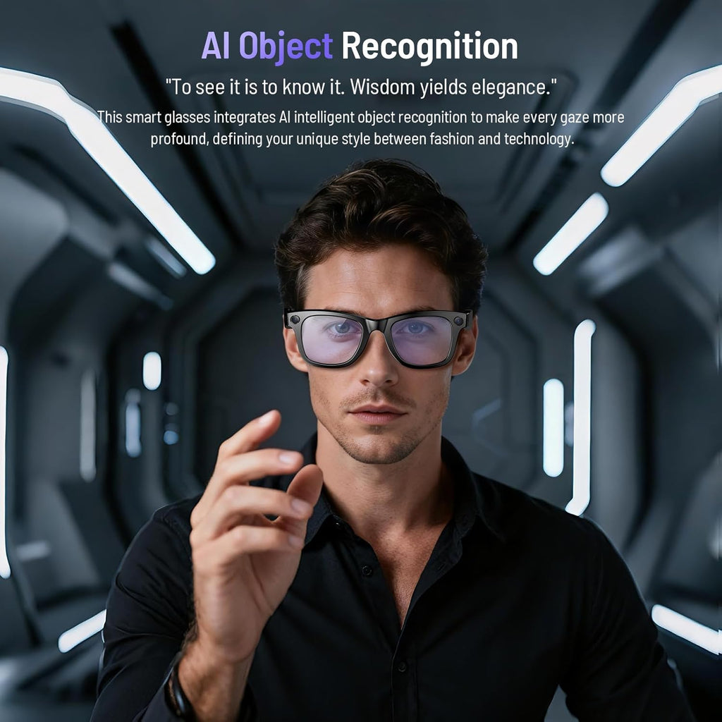 AI Smart Glasses with Camera and Bluetooth, 8MP 4K Camera Glasses with Translation & Voice Control, Video, Audio Recording, IP67 Waterproof Smart Glasses for Business & Outdoor(Photochromic)
