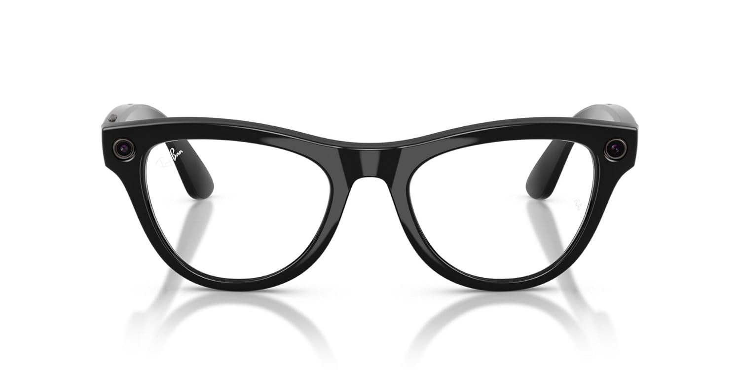 Ray-Ban Meta (Gen 2), Skyler, Shiny Black | Smart AI Glasses for Men, Women — 2x Battery Life — 3K Ultra HD Resolution — 12 MP Ultra-Wide Camera, Audio, Video — Transitions® Graphite Green Lenses