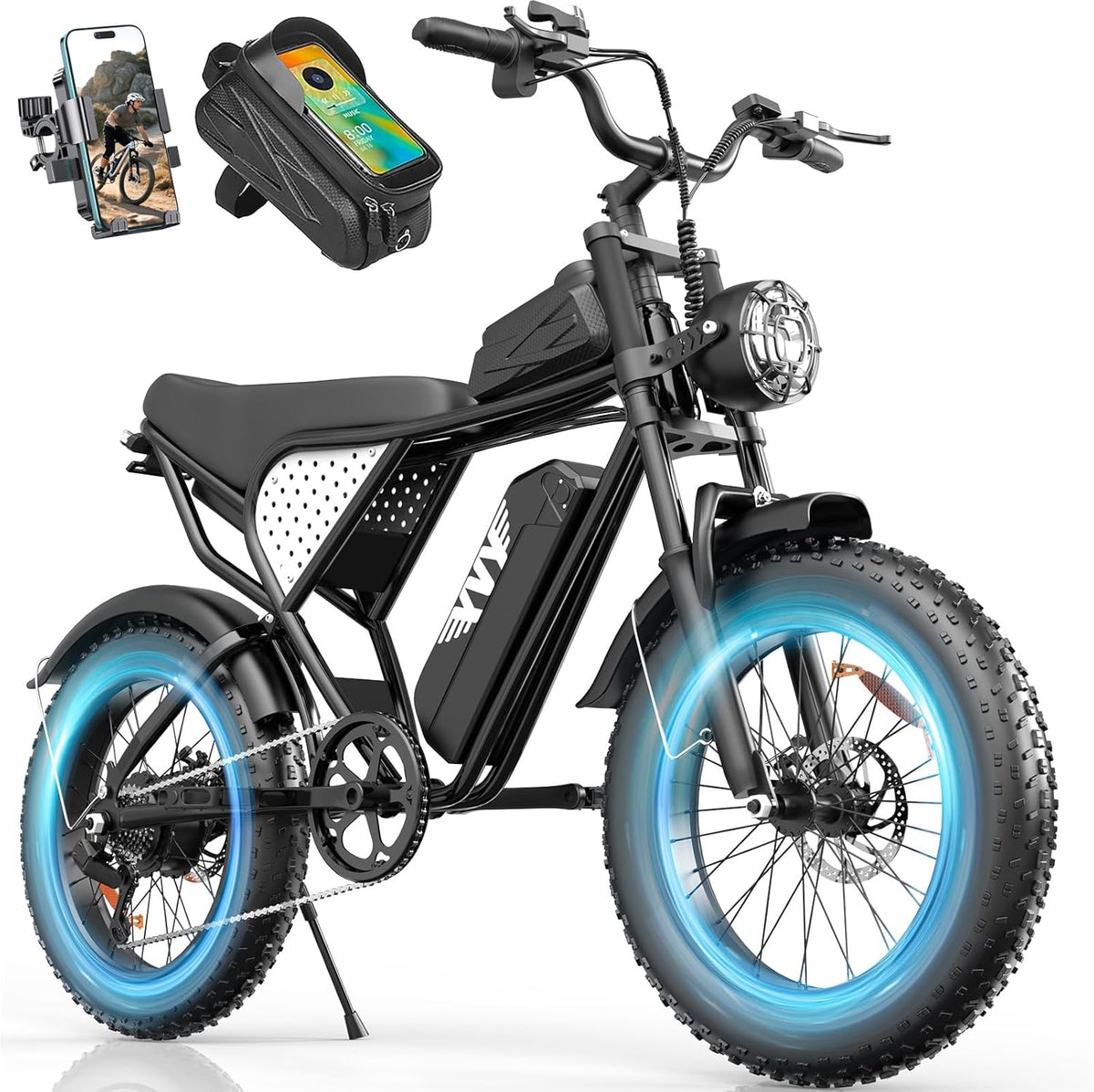 YVY 1500W Peak Electric Bike for Adults, 35MPH Top Speed 48V 20Ah Battery eBike, UL2849 Certified Mountain e-Bike for Hill Climbing, 20" Fat Tire All-Terrain, Full Suspension