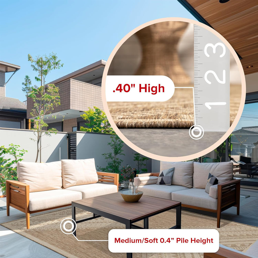 Nuloom Outdoor Performance Collection Landry Brown/Ivory, 8' x 10', Soft and Cozy, High Traffic, Stain Resistant, Easy Clean, Durable Area Rug for Indoor/Outdoor Patio, Deck, Porch, Garden, Courtyard