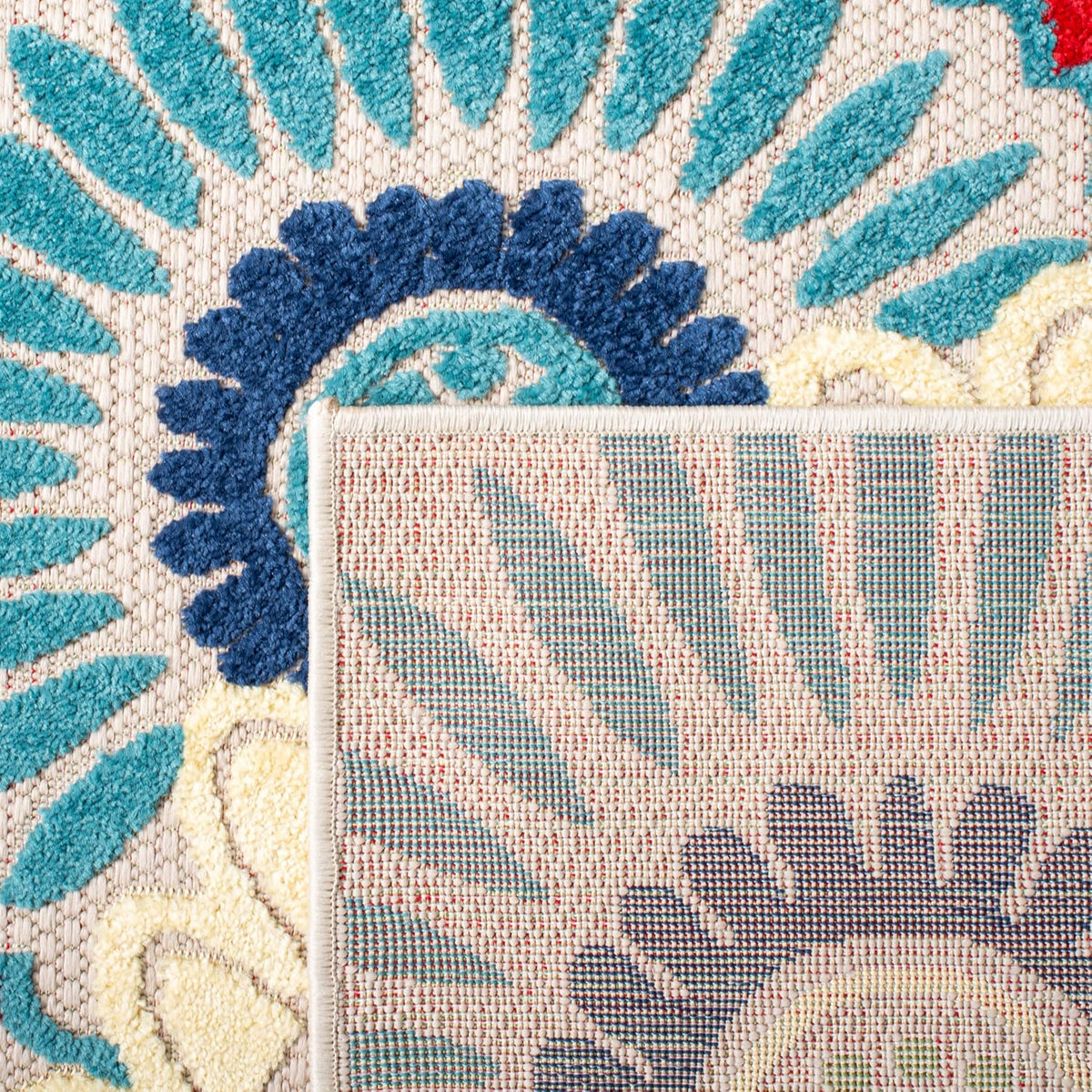 SAFAVIEH Washable Rug Outdoor Cabana Collection - 9' x 12', Blue & Ivory, Non-Shedding & Easy to Clean, Ideal for Patio, Backyard, Mudroom (CBN382M)