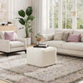 Christopher Knight Home Isa Boucle Pouf Ottoman Foot Rest, Square Fabric Pouffe Ottoman Footstool, Living Room Sofa Couch Extra Seat, Modern Coffee Table for Home Office Bedroom Home Décor, White