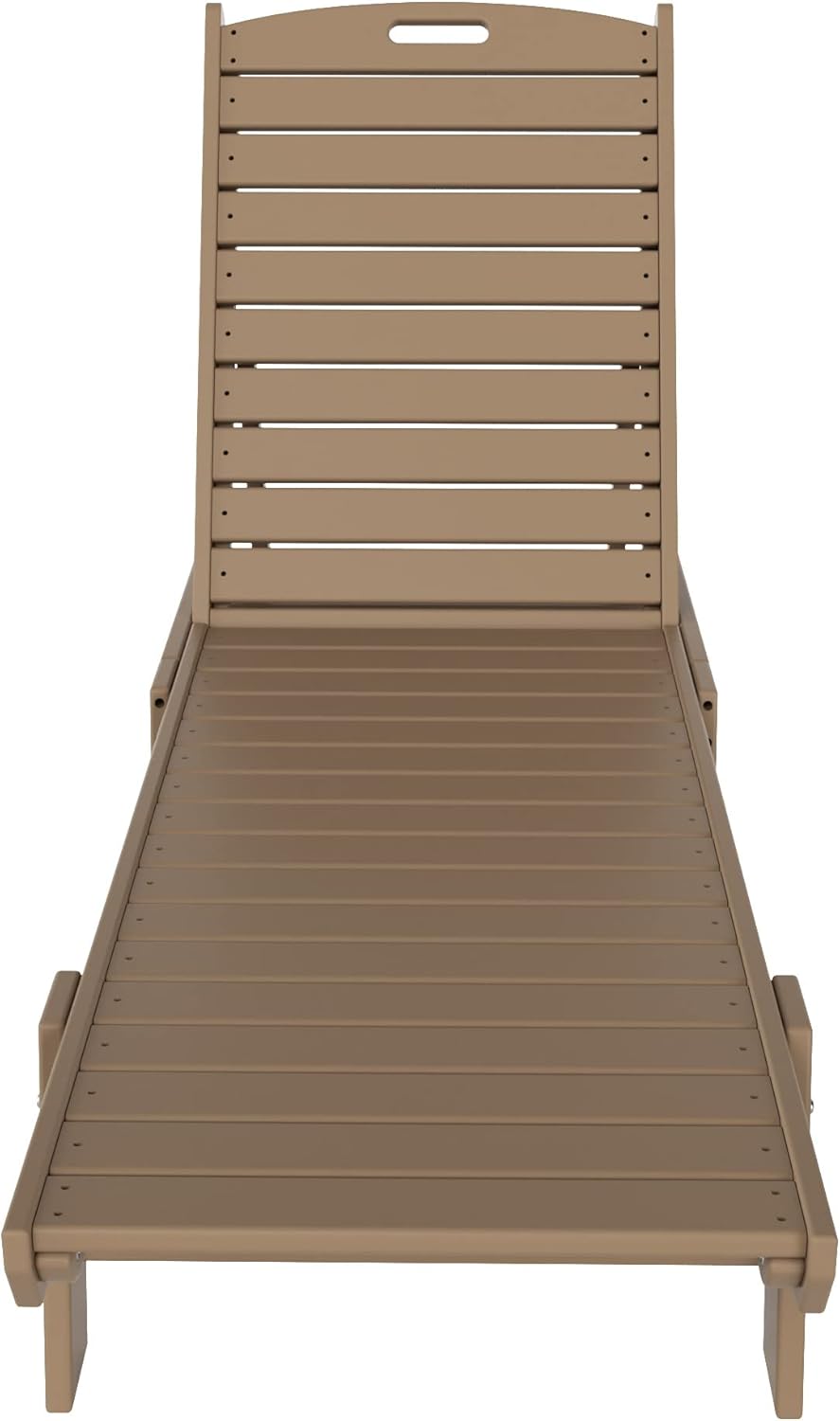 WO Outdoor Lounge Slatted Patio with Lounger Reclining Chaise Lounge with Poly Material 2 PCS Set Chaise HDPE Home Furniture Garden Balcony Pool Hotel Restaurant Resort Porch (Weathered Wood)