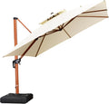 PURPLE LEAF 10ft Patio Umbrella Outdoor Square Umbrellas Large Cantilever Umbrella Windproof Offset Umbrellas Heavy Duty Sun Umbrella for Garden Deck Pool Patio, Cream