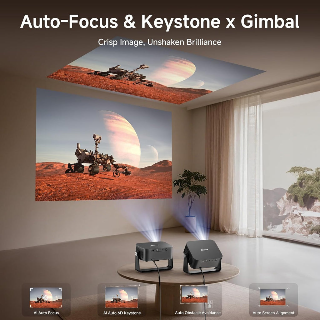 2000 ANSI/Auto Focus & Keystone/Built-in APP 4K Outdoor Projector with Wifi and Bluetooth, Smart Portable Projector with Built in Apps YouTube/PrimeVideo & Dolby, Home Theater Projector with HDR10+