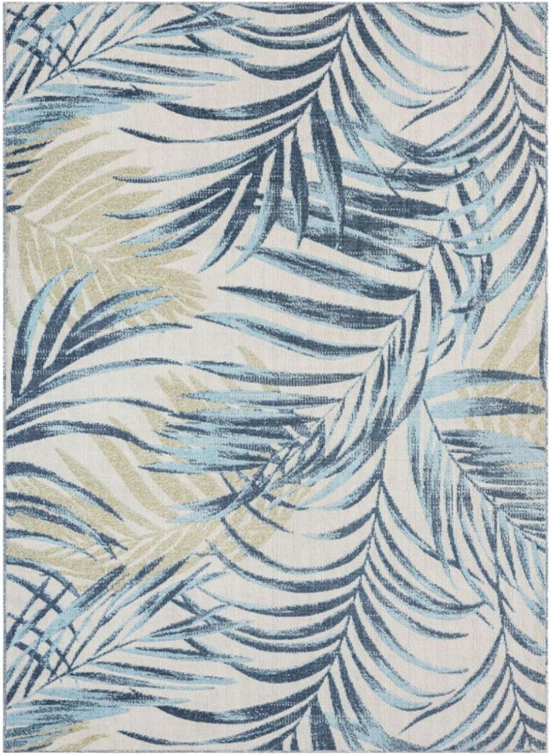 Tommy Bahama Malibu Palm Springs Coastal Indoor/Outdoor Area Rug, Ivory/Aqua Blue, 7'10"x10'2"