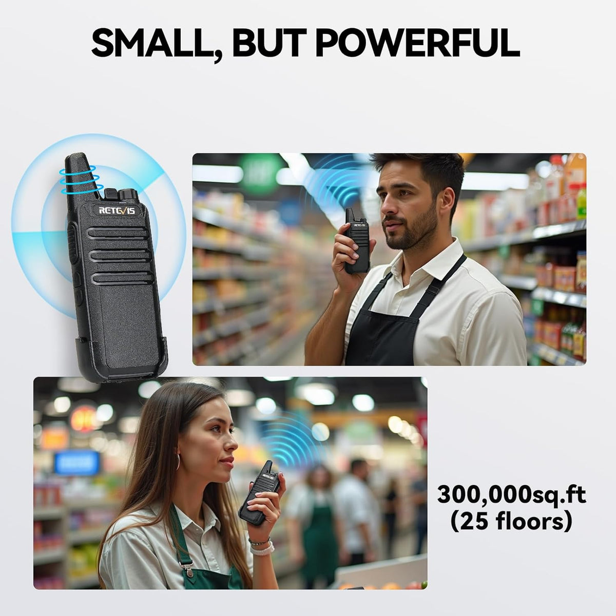 Retevis RT22 Walkie Talkies Rechargeable Hands Free 2 Way Radios Two-Way Radio(6 Pack) with 6 Way Multi Gang Charger