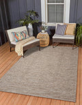 Diana Textured Foldable Indoor Outdoor Rug, 8x10, Weather Resistant, Easy Clean, UV Resistant, Modern Bordered Patio Carpet for Porch, Deck, Backyard, Living Room (8' x 10', Beige)