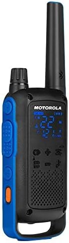 Motorola Solutions, Portable FRS, T802, Talkabout, Two-Way Radios Waterproof IP54 Walkie Talkie Emergency Preparedness, Rechargable, 22 Channel, 35 Mile, Black W/Blue, 2 Pack
