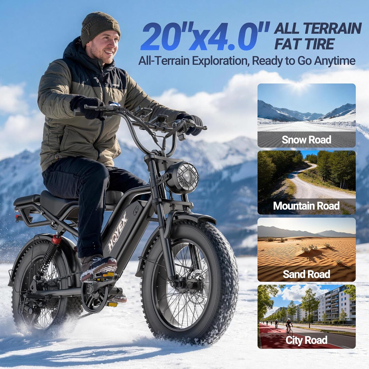 Electric Bike for Adults, 1500W Brushless Motor Ebike, 20" Fat Tire Electric Bicycles, 48V 20Ah Battery, 31MPH Top Speed with Dual Suspension E Bikes
