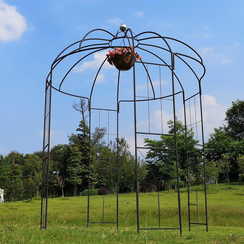 OUTOUR French Style Birdcage Shape Heavy Duty Gazebo,9'Highx 6'6" Wide,Pergola Pavilion Arch Arbor Arbour Plants Stand Rack for Wedding Outdoor Garden Lawn Backyard Patio,Climbing Vines,Roses