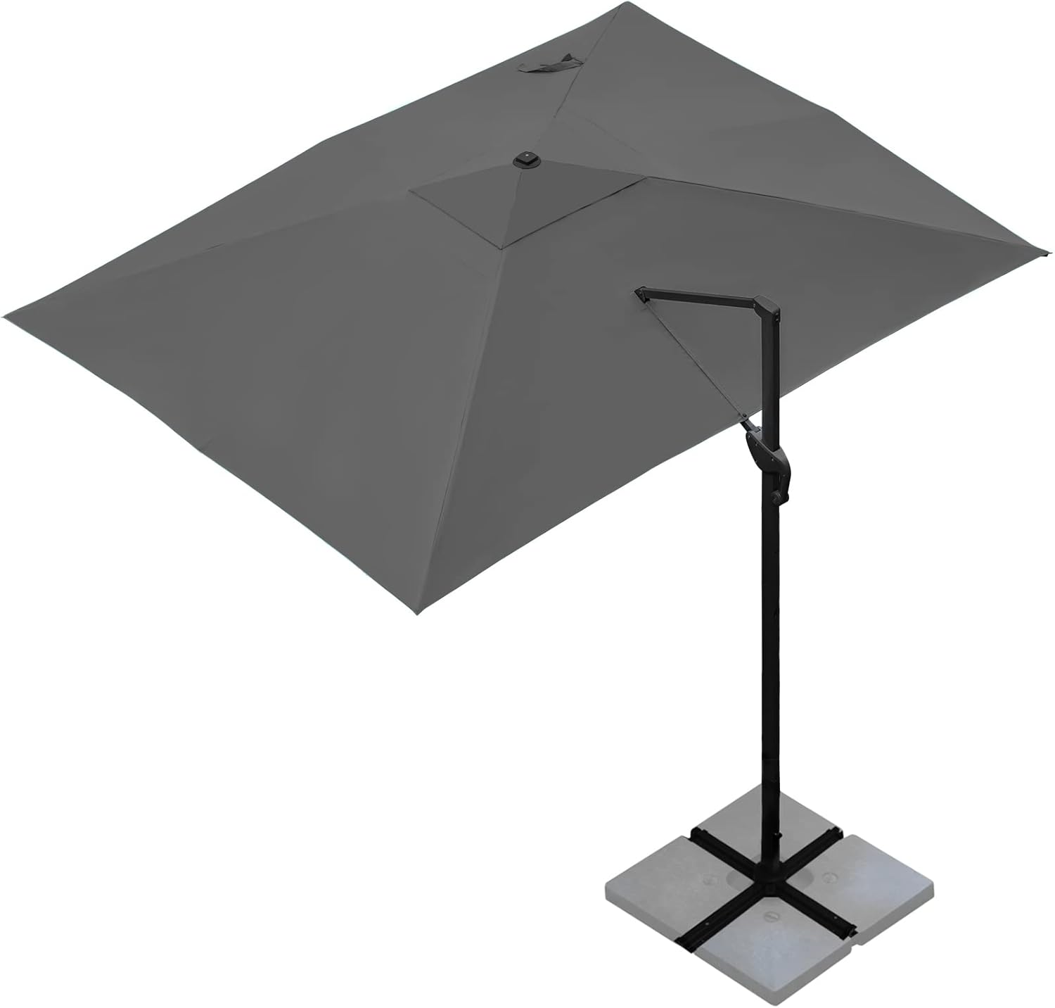 Sunnyglade 10x13Ft Cantilever Patio Umbrella Rectangular Deluxe Offset Umbrella 360°Rotation & Integrated Tilting System Patio Hanging Umbrella for Market Garden Deck Pool Backyard Patio(Grey)