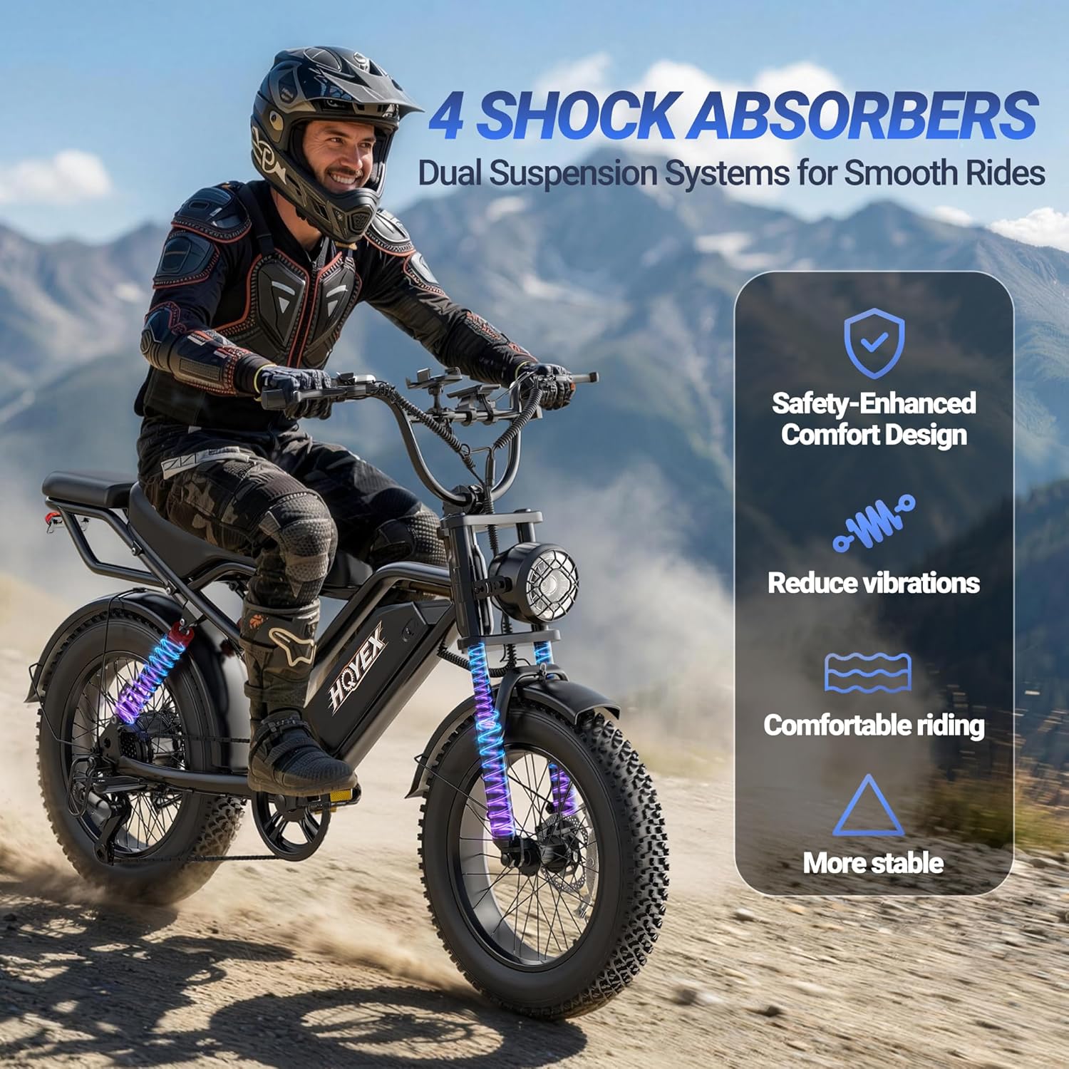 Electric Bike for Adults, 1500W Brushless Motor Ebike, 20" Fat Tire Electric Bicycles, 48V 20Ah Battery, 31MPH Top Speed with Dual Suspension E Bikes