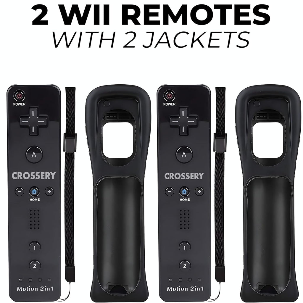 Nintendo Wii Console Bundle Black- With Wii Console Black, 2 Remotes & 2 Nunchuks Fully Compatible, Charging Dock, 2 Rechargeable Batteries, Motion Sensor Bar & Accessories (Renewed)