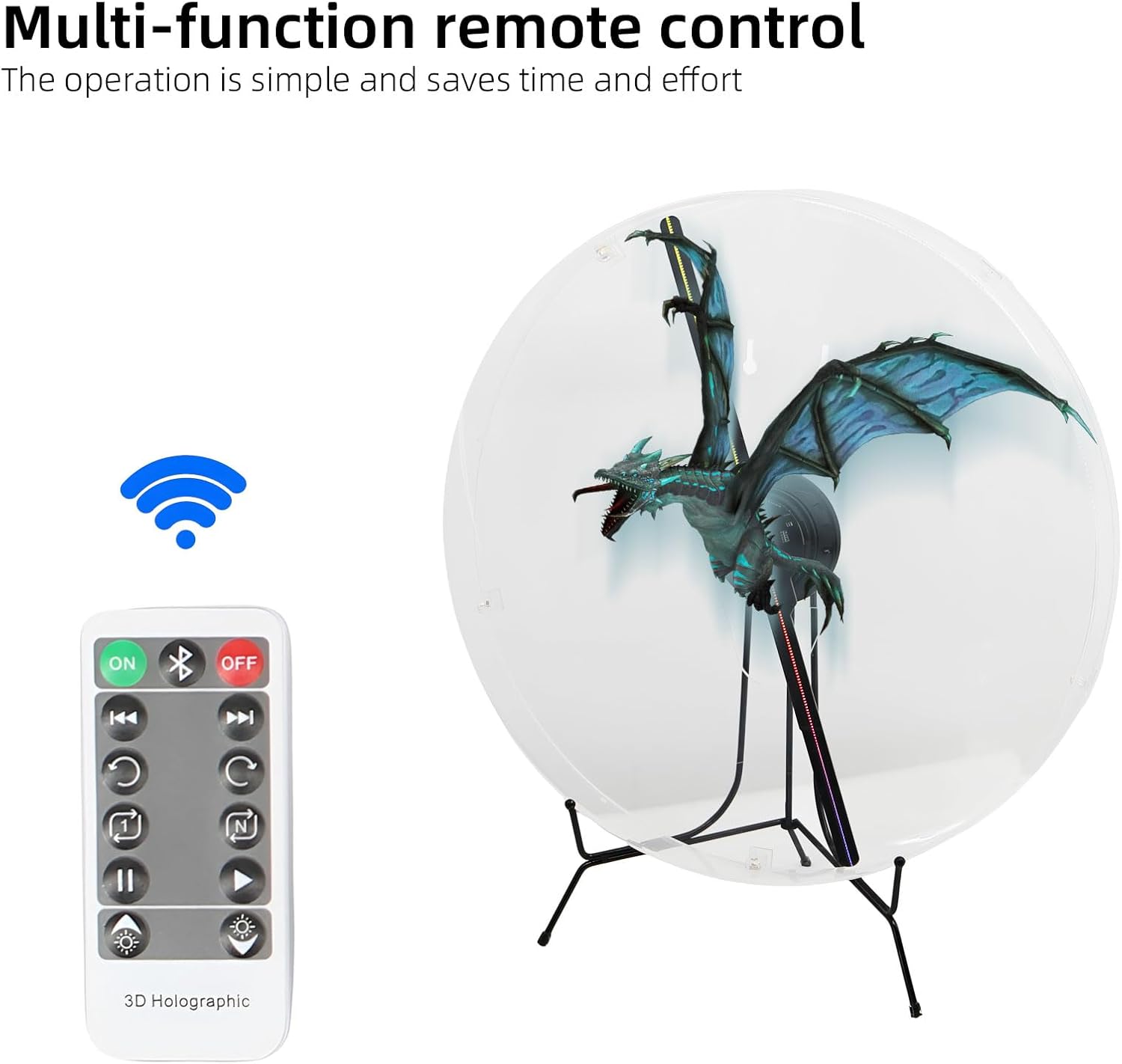 3DHologramFan with Cover, 3DHologram Projector HD LED Advertising Display with Remote and Bluetooth and WiFi,700 Video Library and for Business,Bar,Halloween (45CM 3dHologramFan with Cover)