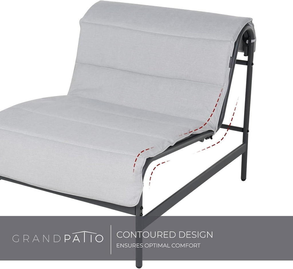 Grand patio 3-Piece Oversized Outdoor Furniture Set,Wide and Deep Lounge Chairs with Olefin Cushions and Stone-Top Side Table,Perfect for Balcony, Backyard,Porch,Garden,Poolside-(Black&Grey Cushion)