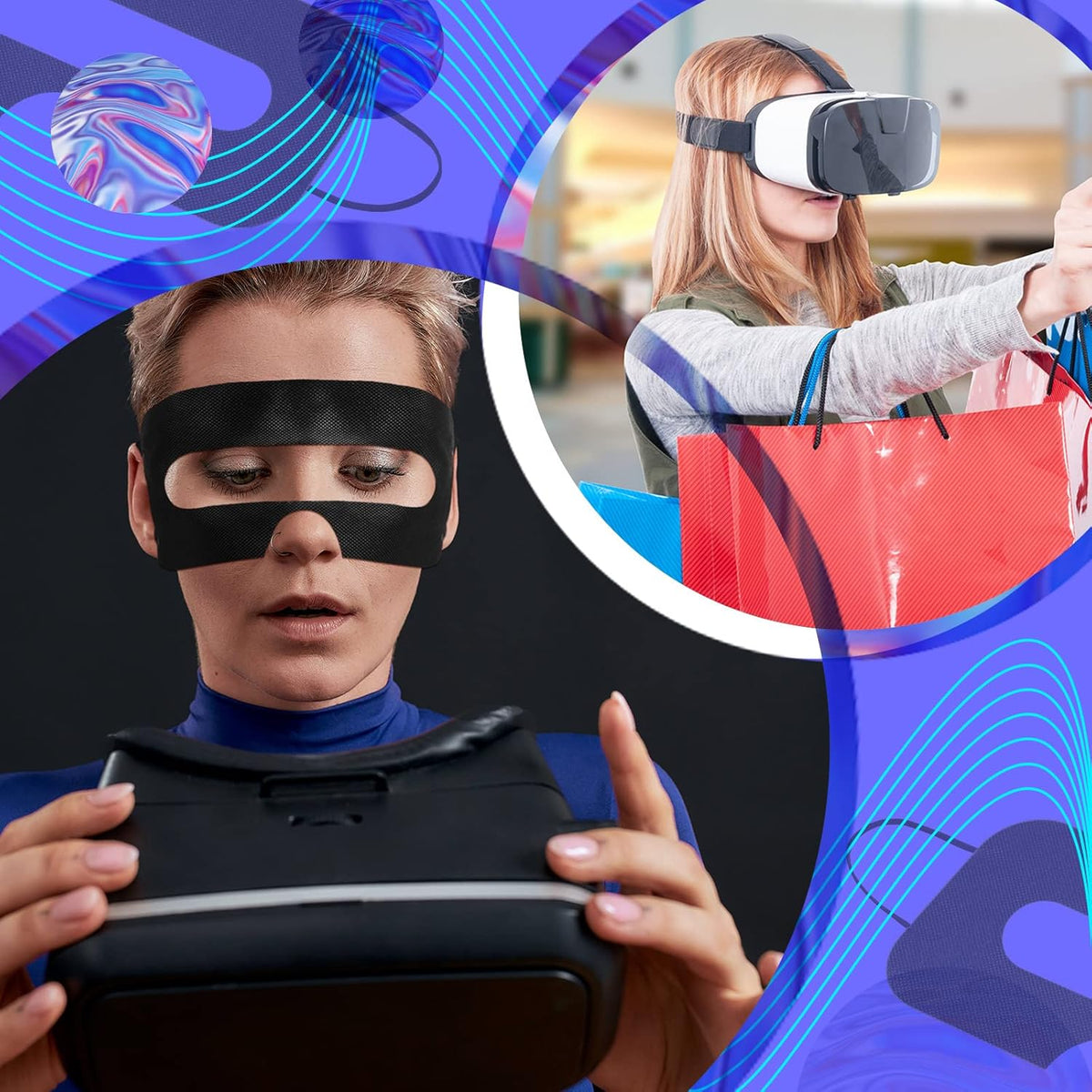 Kingdder 1000 Pcs Disposable Vr Mask Breathable Eye Mask Vr Face Cover Padding Non Woven Sanitary Cloth Universal Gear Accessories Compatible with Headsets Virtual Reality(Black)