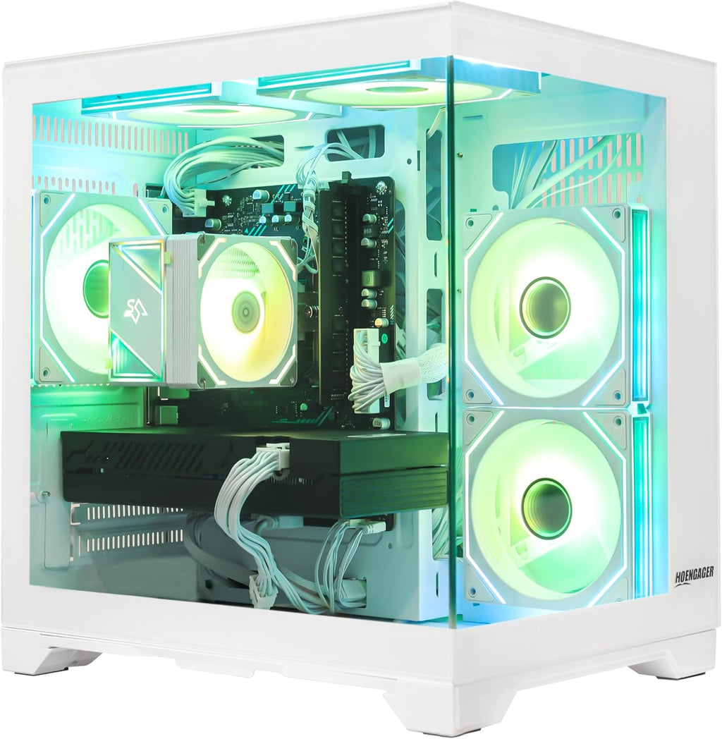 Gaming PC Desktop, AMD Ryzen 5 5500 6-Core 3.6GHz, RX 6500 XT 4GB, 16GB DDR4 RAM, 1TB NVMe SSD, Software-Controlled Lighting, Windows 11, Prebuilt Gaming Computer for 1080p Gaming & Streaming, White