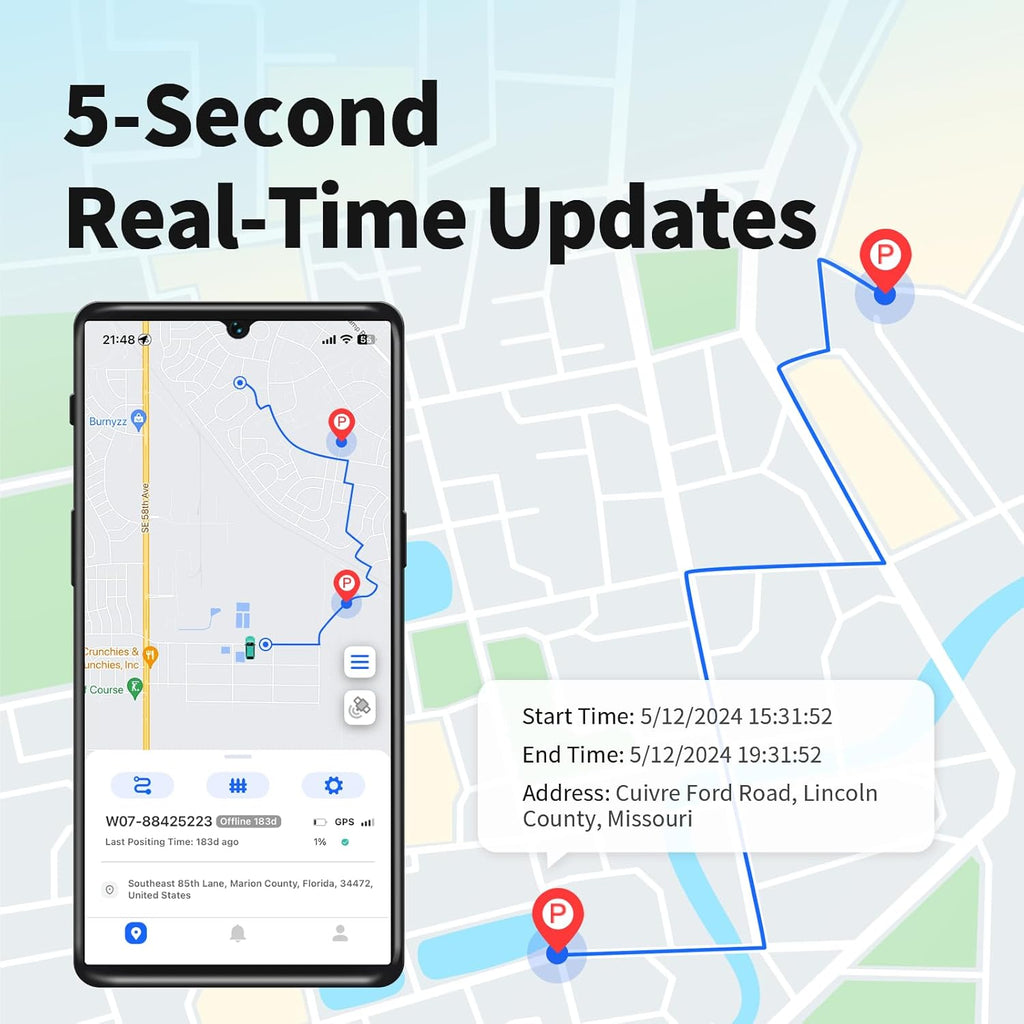 GPS Tracker for Vehicles, No Monthly Fee, No Subscription with Real-Time Tracking, 4G SIM and Data Included, Trip History, GeoFence, Speeding Alerts, Global Coverage, OBD, for Fleets & Families