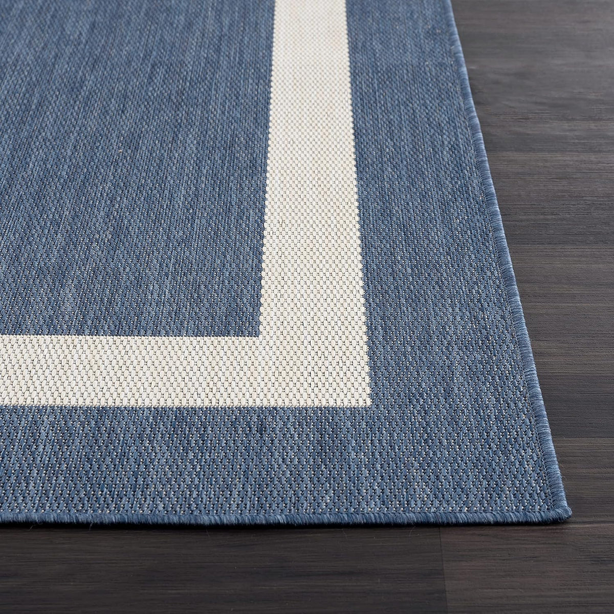 CAMILSON Outdoor Rug 9x12, Large Modern Outside Rugs for Patios Porches Waterproof Durable Washable Non-Shedding, Easy-to-Clean Indoor Outdoor Area Carpet (9 x 12, Bordered - Blue/White)