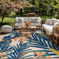 Rugshop Tropical Floral Leaves Indoor/Outdoor Area Rug Durable Polypropylene, Non-Shedding, Easy to Clean, Perfect for Patio, Backyard, Deck and Outdoor Lounge High Traffic Areas, 10' x 14'