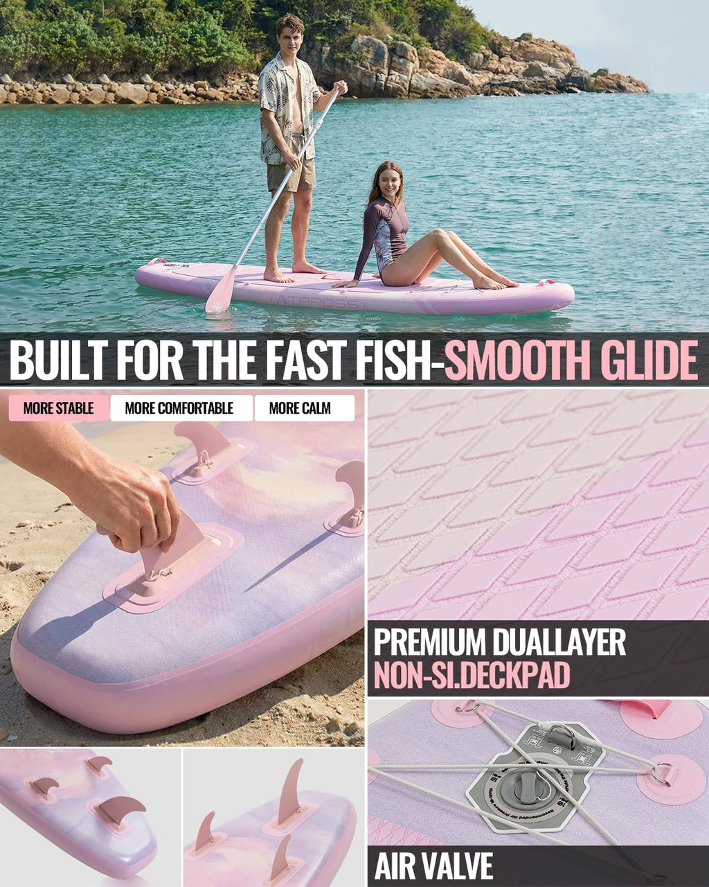 11'6"x35" Inflatable Paddle Board, 450lbs Extra Wide Stand Up Paddleboard for Adults with Premium SUP Accessories Kit & Backpack, Blow Up Kayak Non-Slip Stable Deck Boat for Yoga Fishing Surf