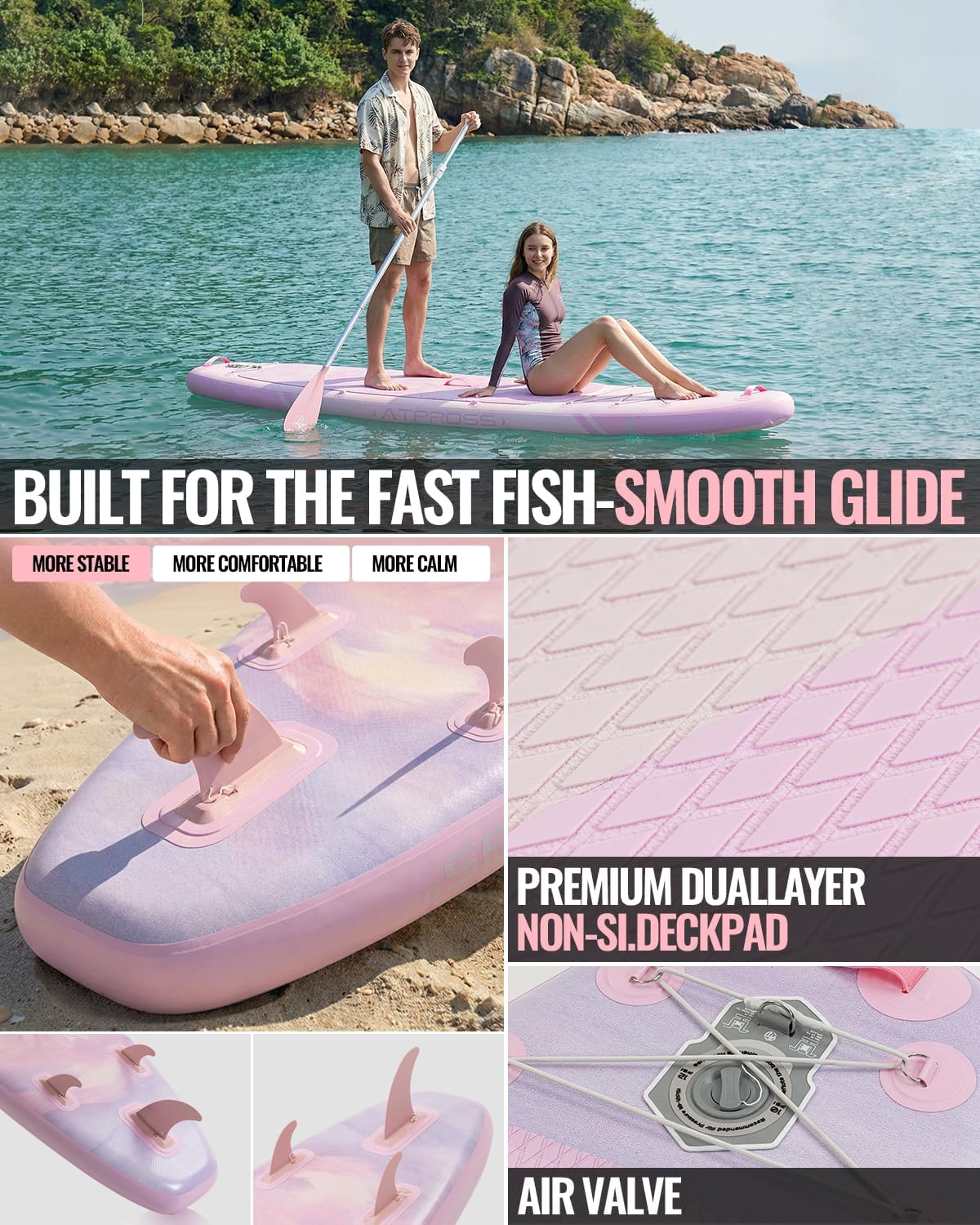11'6"x35" Inflatable Paddle Board, 450lbs Extra Wide Stand Up Paddleboard for Adults with Premium SUP Accessories Kit & Backpack, Blow Up Kayak Non-Slip Stable Deck Boat for Yoga Fishing Surf