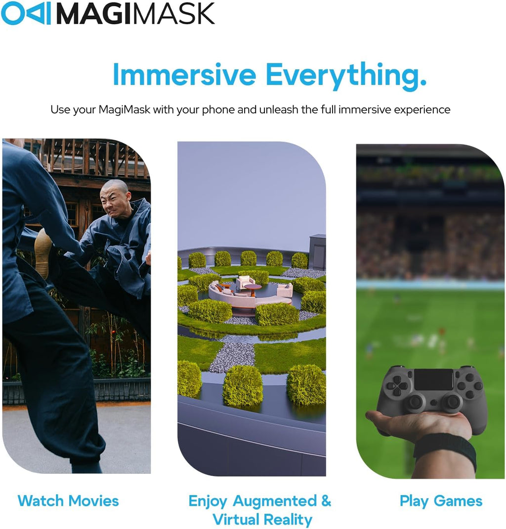 MagiMask VR Headset for Phone | Unibody Lens | HD FPV Monitor Compatible with All Smartphones | Alternative to AR Glasses & VR Goggles