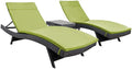 GDFStudio Savana 3 Piece Outdoor Wicker Lounge with Water Resistant Cushions & Coffee Table (Grey/BrightGreen)