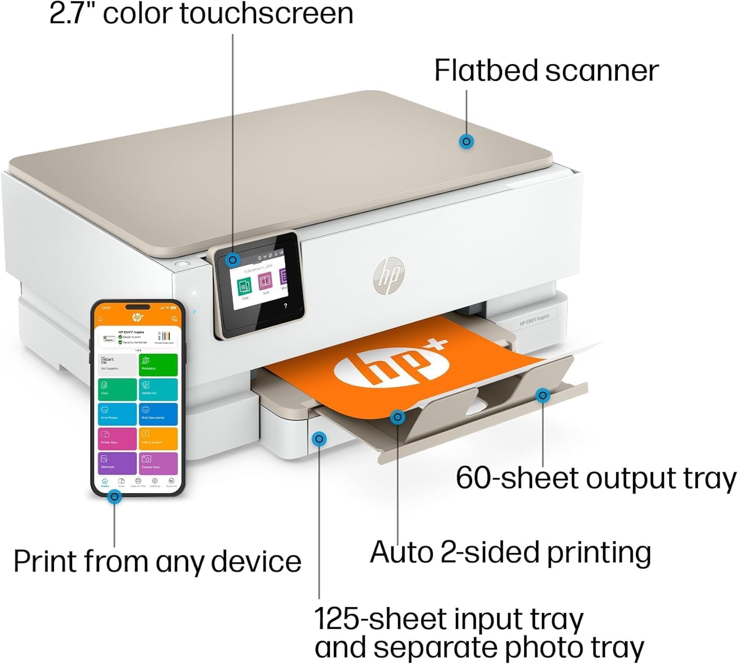 HP Envy Inspire 7255e Wireless Color Thermal Inkjet Printer, Print, scan, Copy, Easy Setup,Mobile Printing, Best-for-Home, Instant Ink (Renewed Premium)