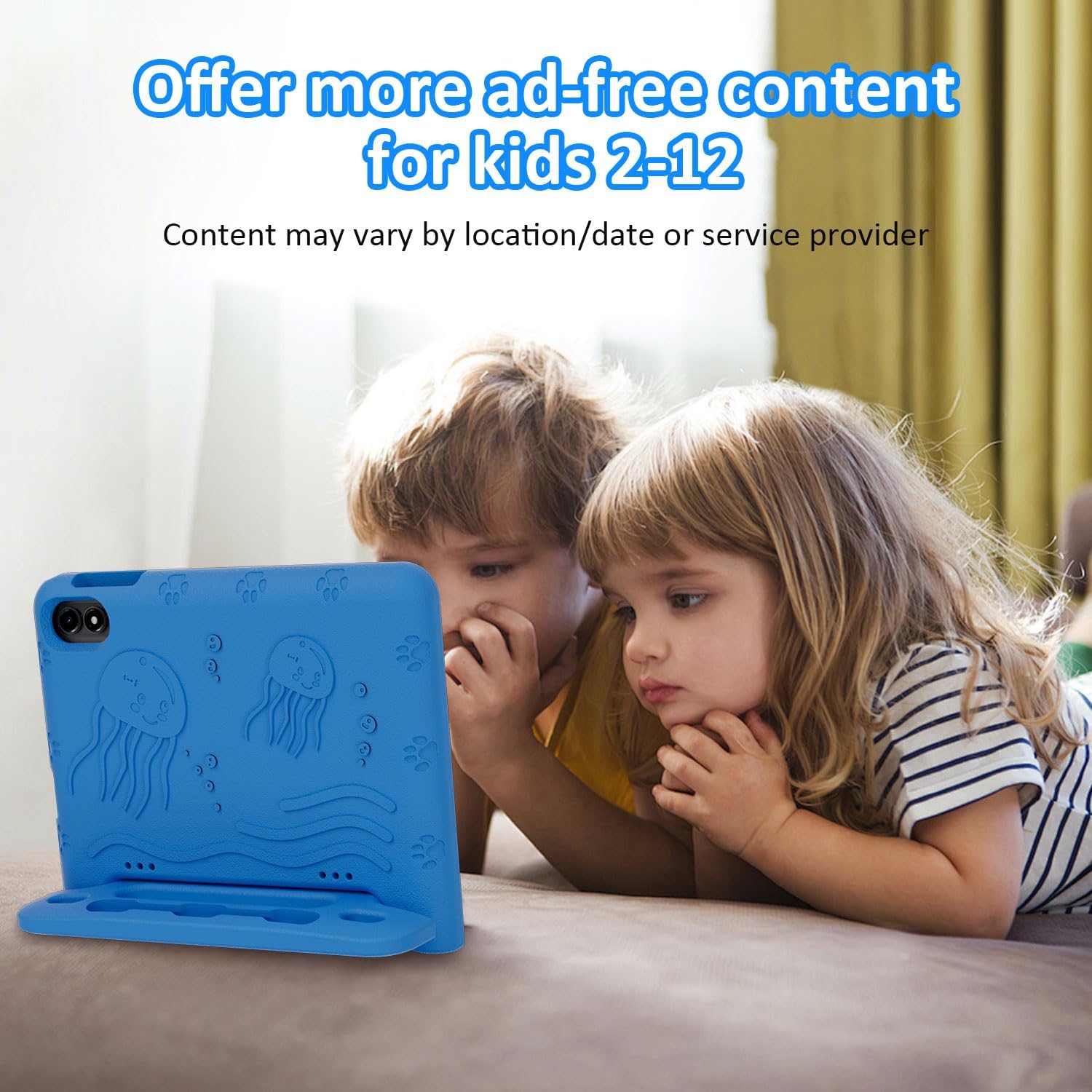 WXUNJA Android 15 Kids Tablet, 2025 Upgraded 10.1 Inch Tablets with Octa-core Processor, 6000mAh Battery, Kid Space, Parental Control,Pre-Loaded Kids Apps, 2.4/5GHZ Dual WiFi, Case Included, Blue