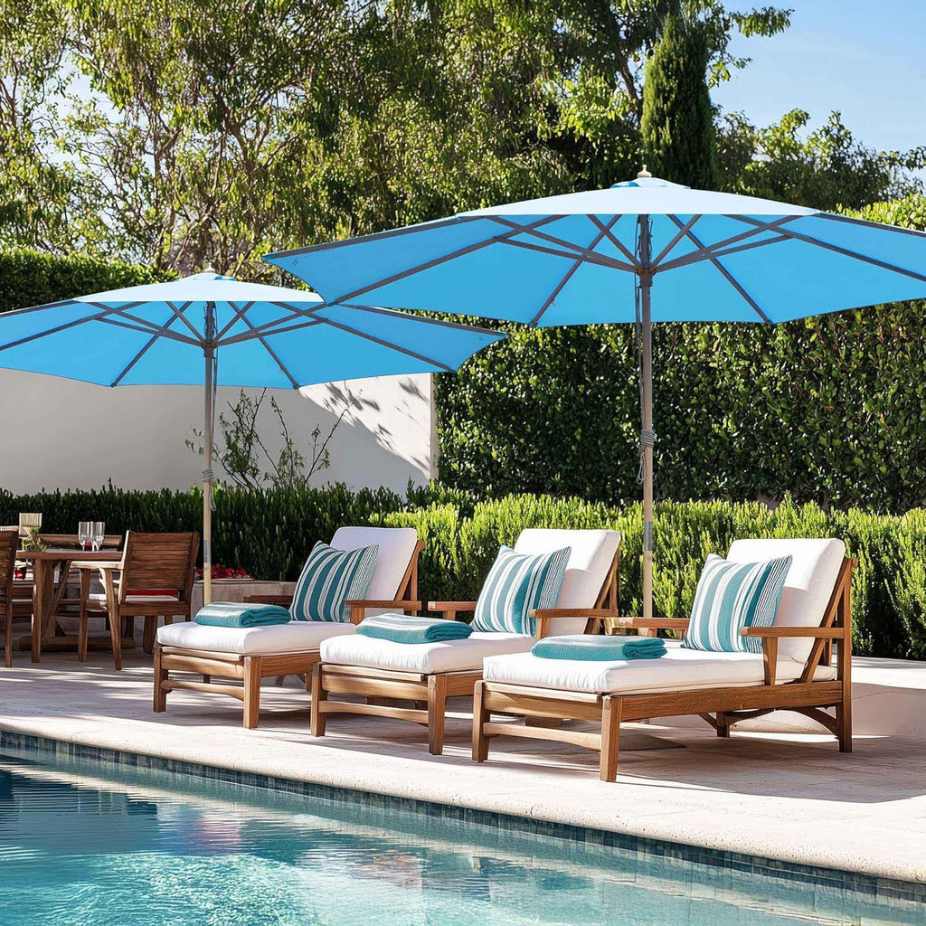 Yescom 13ft Coastal Solid Beech Wood Umbrella Pulley Lift Commercial Base with Wheel Included for Beach Club Seaside Restaurant Terrace Resort Poolside