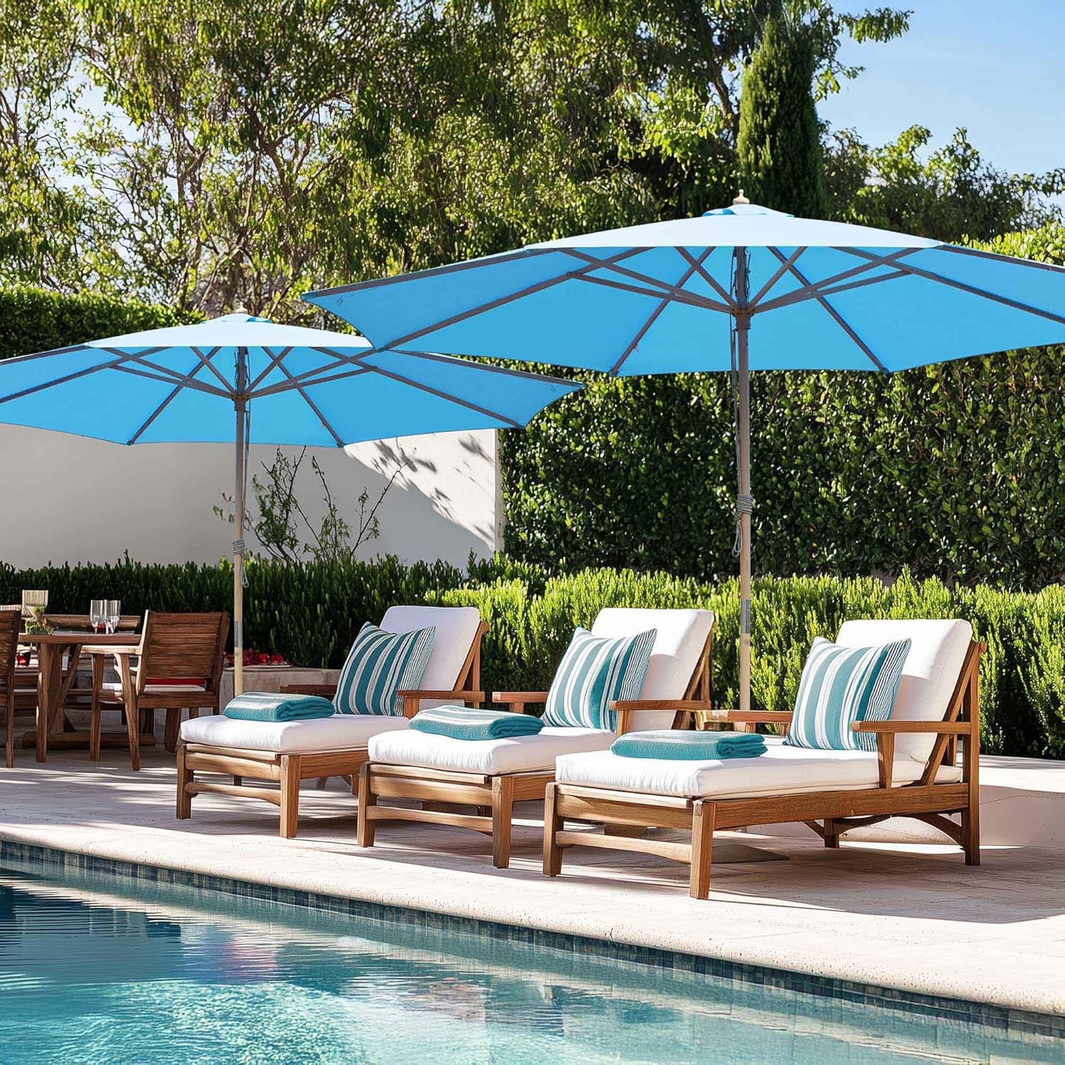 Yescom 13ft Coastal Solid Beech Wood Umbrella Pulley Lift Commercial Base with Wheel Included for Beach Club Seaside Restaurant Terrace Resort Poolside