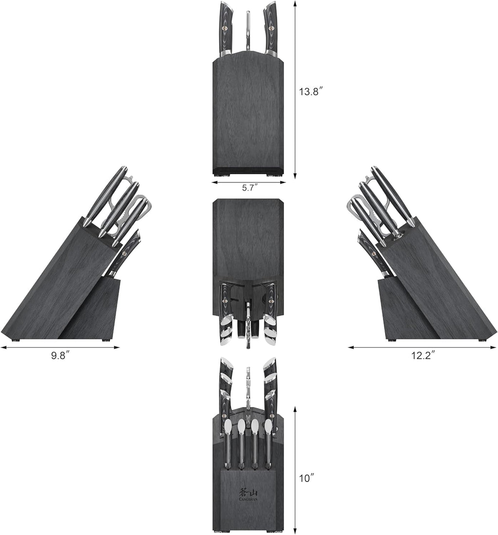 Cangshan KURO Series 12-Piece Knife Block Set, High Carbon X-7 Damascus Steel, 504340