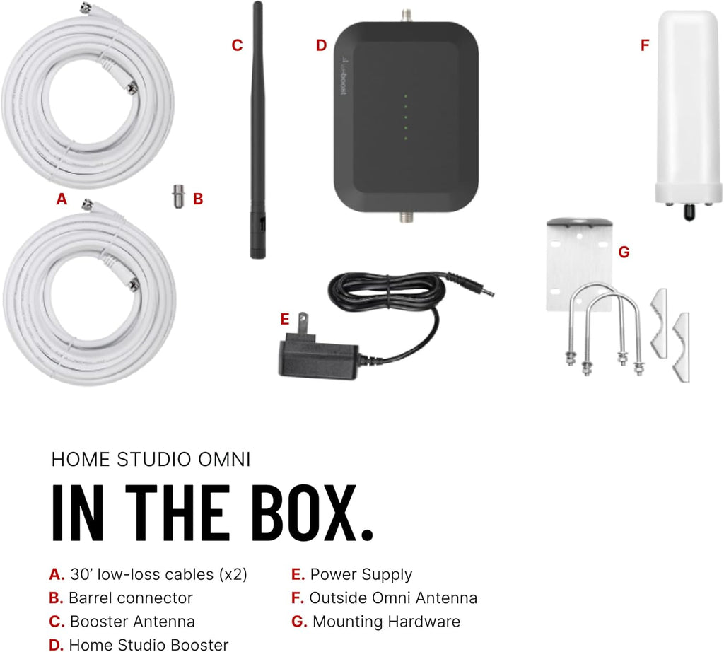 weBoost Home Studio Omni - Cell Phone Signal Booster | Boosts 4G LTE & 5G for all U.S. & Canadian Networks - Verizon, AT&T, T-Mobile & more | Made in the U.S. | FCC Approved (model 471166)