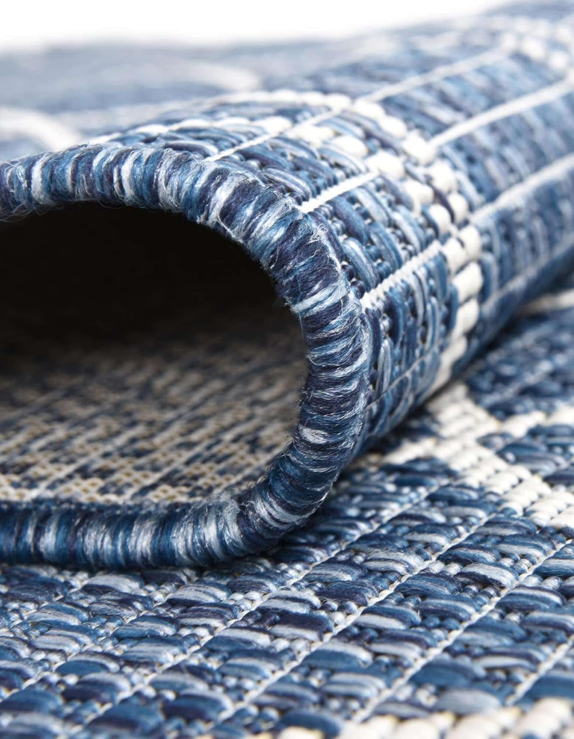 Unique Loom Outdoor Trellis Collection Area Rug - Gitter (10' x 14' 1" Rectangle, Blue/ Ivory)
