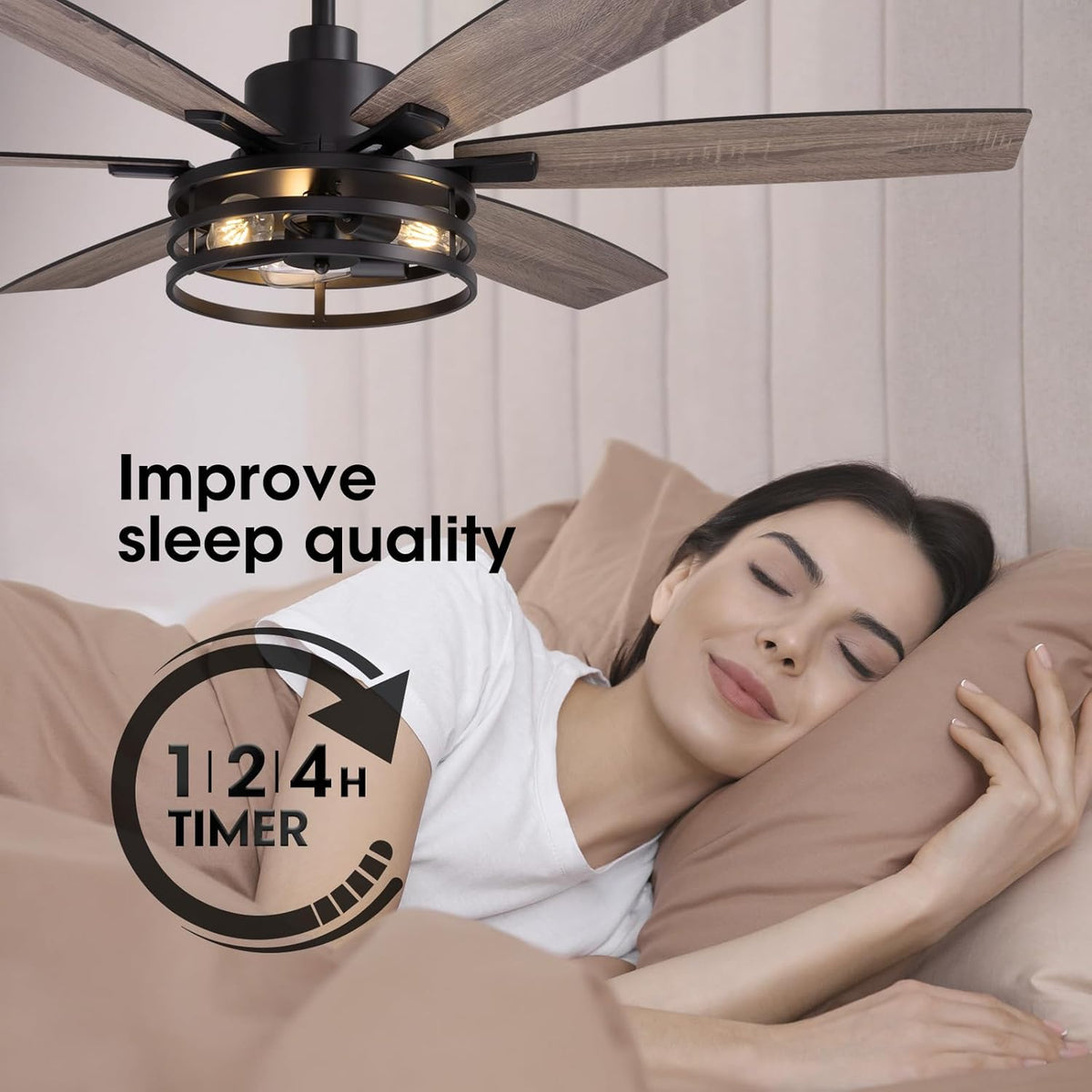 LuminFan 60 Inch Ceiling Fans with Lights and Remote Control, Farmhouse Ceiling Fan for Bedroom Living Room and Patio, Black Caged Ceiling Fan for Indoor and Outdoor