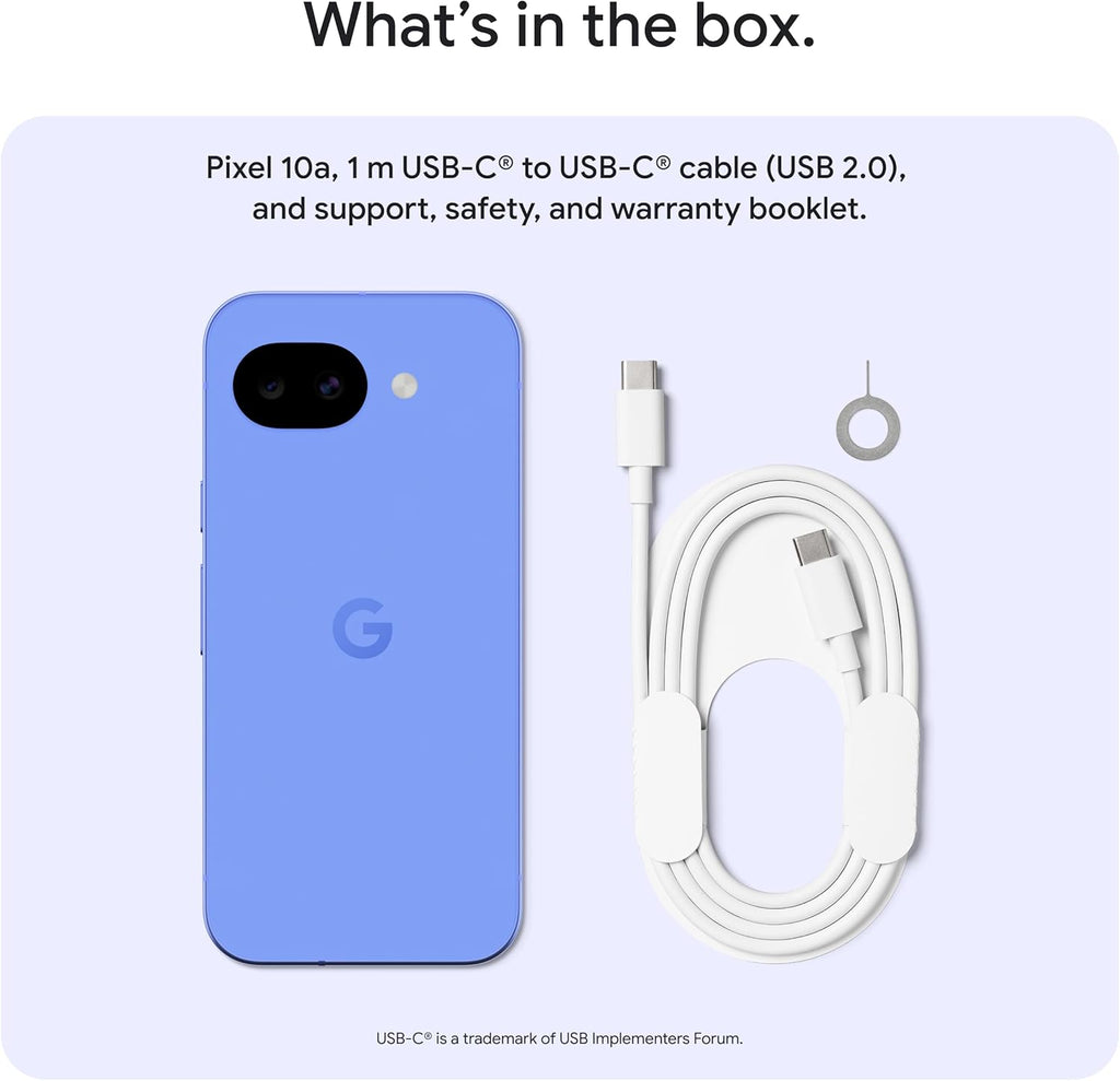 Google Pixel 10a - Unlocked Android Smartphone - 7 Years of Pixel Drops, 30+ Hours Battery, Camera Coach, Gemini Live, Durable Design, Call Screen, Car Crash Detection - Obsidian - 128 GB (2026 Model)