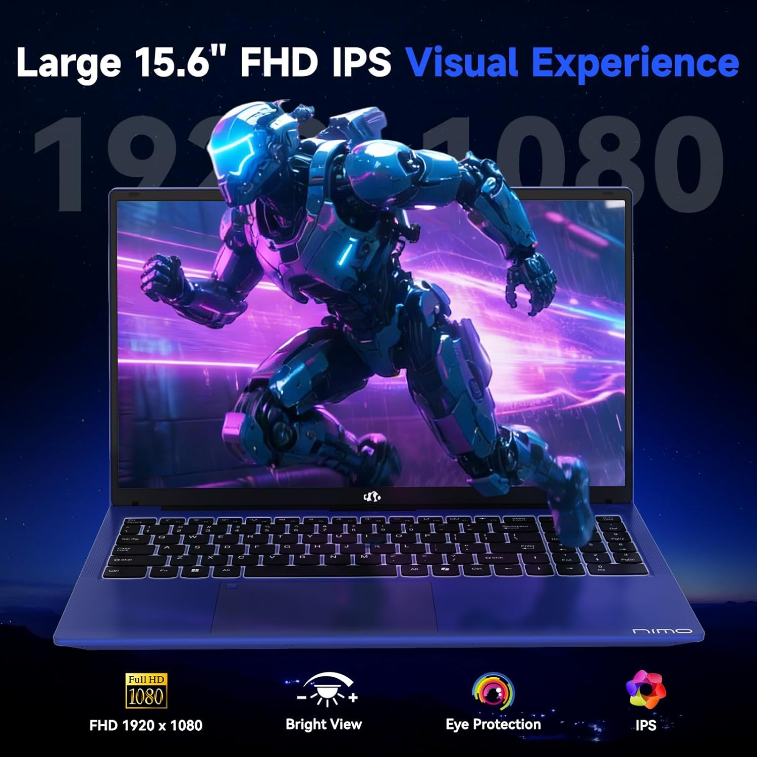 NIMO Gaming Laptop, 15.6" FHD IPS Anti-Glare Screen, AMD R7 7735HS (Up to 4.75GHz, Beat i7-12650H) Computer with 16GB DDR5 RAM 1TB SSD, 180° Viewing, Radeon 680M, 100W Type-C, for Business, College
