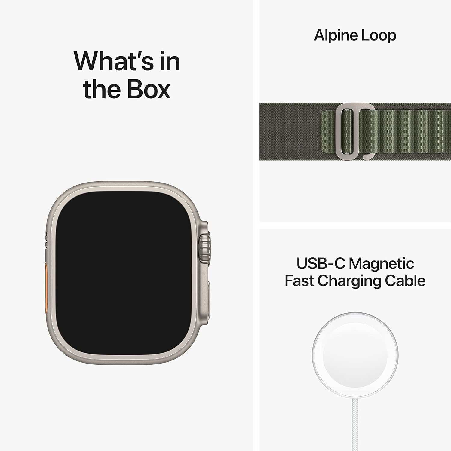 Apple Watch Ultra GPS + Cellular 49mm Titanium Case with Green Alpine Loop, Medium (Renewed)