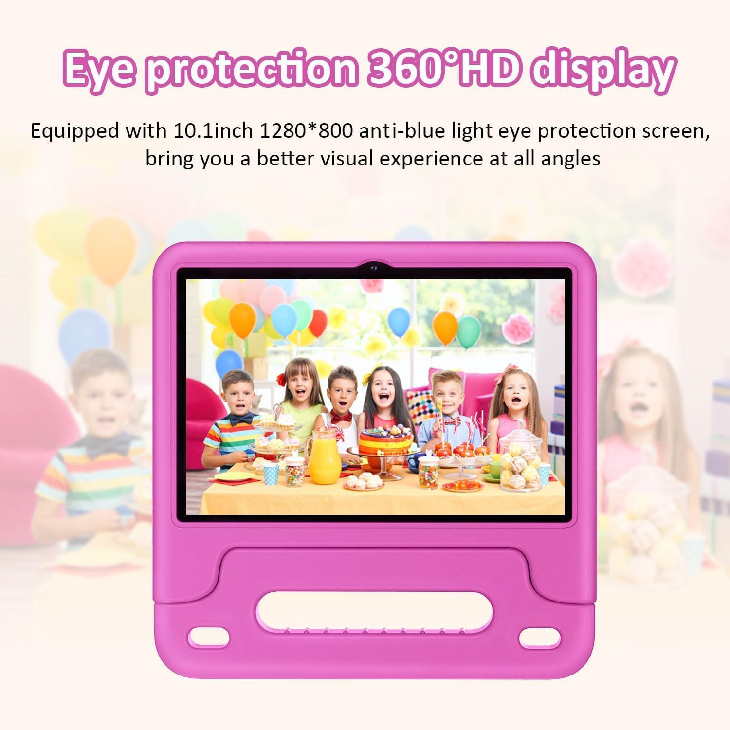 WXUNJA Android 15 Kids Tablet, 2025 Upgraded 10.1 Inch Tablets with Octa-core Processor, 6000mAh Battery, Kid Space, Parental Control,Pre-Loaded Kids Apps, 2.4/5GHZ Dual WiFi, Case Included, Red