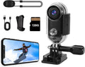4K Thumb Action Camera, 128GB Wearable Mini Body Cam, with Magnetic Accessories, High Battery Capacity for 2H Vedio Time, Fit for Vlogging, Biking, Diving, Animals Recording