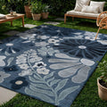 Beverly Rug Outdoor Rug 6x9 Modern Floral Tropical Area Rugs for Outdoor and Indoor Patio Easy to Clean Non Shedding Living Room Porch Garden Washable Outside Carpet (6 x 9 Navy)