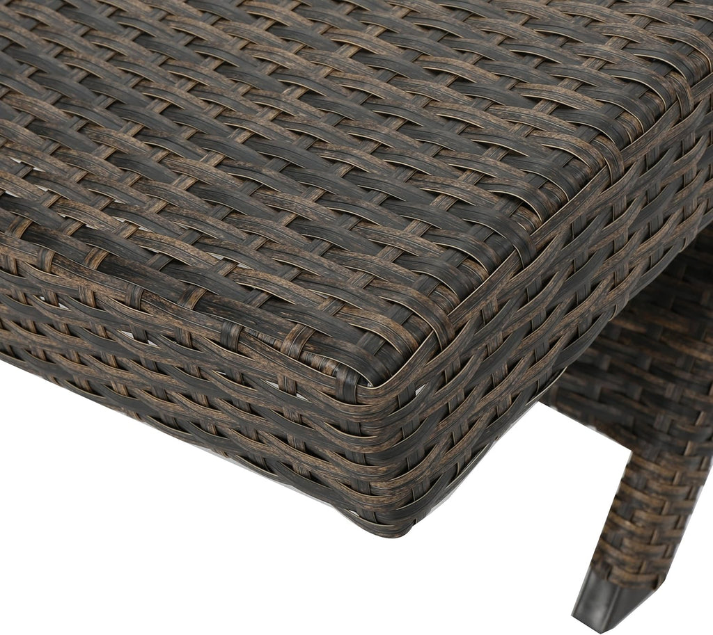 Christopher Knight Home Thira Outdoor Wicker Lounge Set with Side Table, Mix Mocha