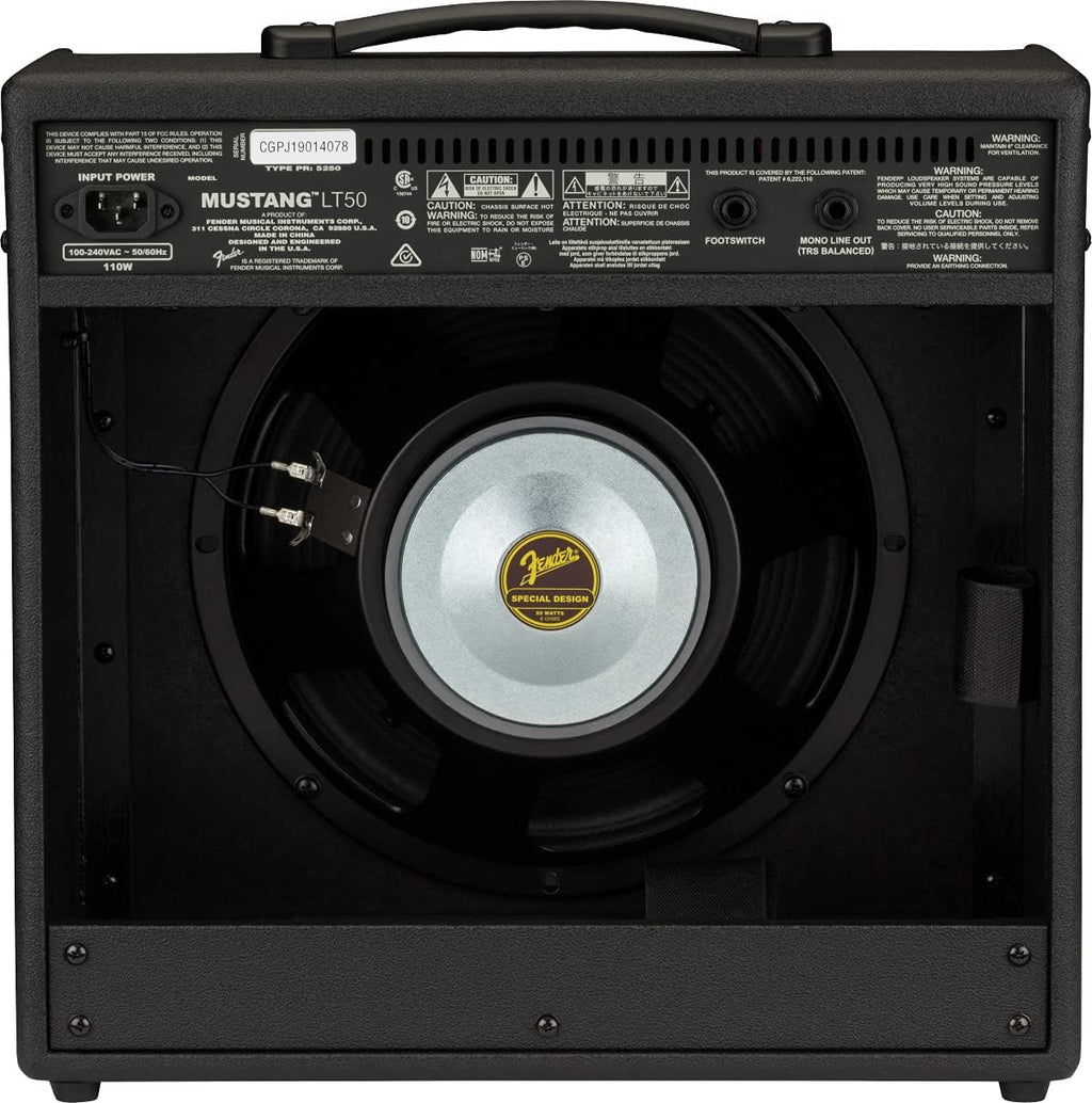 Fender Mustang LT50 Guitar Amp, 50 Watts, with 2-Year Warranty 30 Preset Effects with USB Audio Interface for Recording, Black