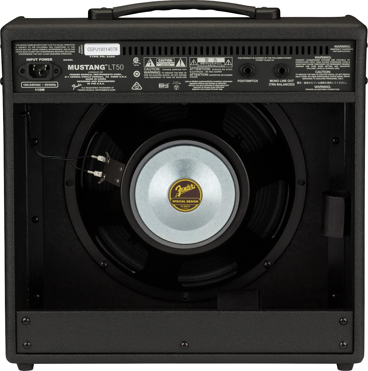 Fender Mustang LT50 Guitar Amp, 50 Watts, with 2-Year Warranty 30 Preset Effects with USB Audio Interface for Recording, Black