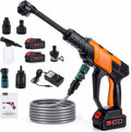 Cordless Portable Washer, 2500PSI Portable 4000mAh Cleaner with 6-in-1 Nozzle & 2 Batteries and Shut-Off Valve Garden Hose Adapter for Watering, Cleaning, Car, Floor Wall Fence Cleaning