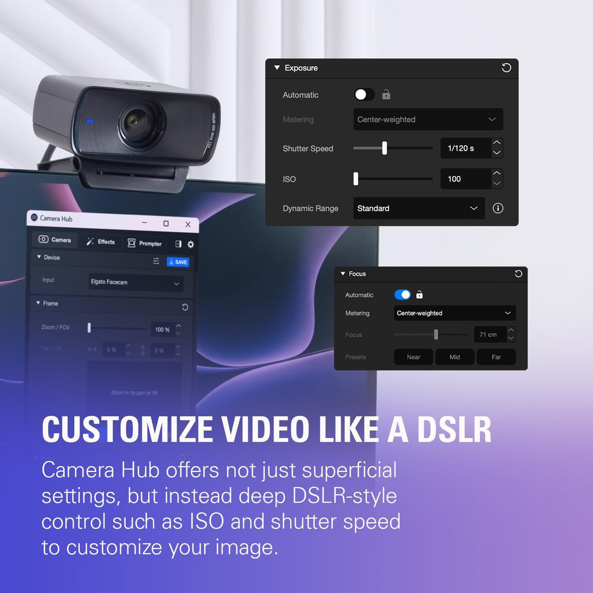 Elgato Facecam MK.2 – Premium Full HD 1080p Webcam for Streaming, Gaming, Video Calls, Recording, HDR Enabled, Sony Sensor, PTZ Control – Works with OBS, Zoom, Teams, and More, for PC/Mac
