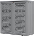 HOMSPARK Indoor/Outdoor Storage Cabinet with Doors and Shelf, 34”x15”x36” HDPE Plastic Storage Box Waterproof for Patio, Garden, Balcony, Multi-Purpose for Daily Tools, Grey