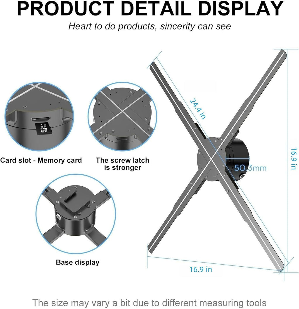 3D Hologram fan - 24.4 Inch Holographic Video Advertising Projector Support APP+Bluetooth Audio+WIFI (62CM)